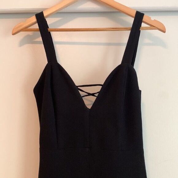 Flynn Skye XS Ariel Flare Wide Leg Crepe Jumpsuit in Black - Picture 3 of 7